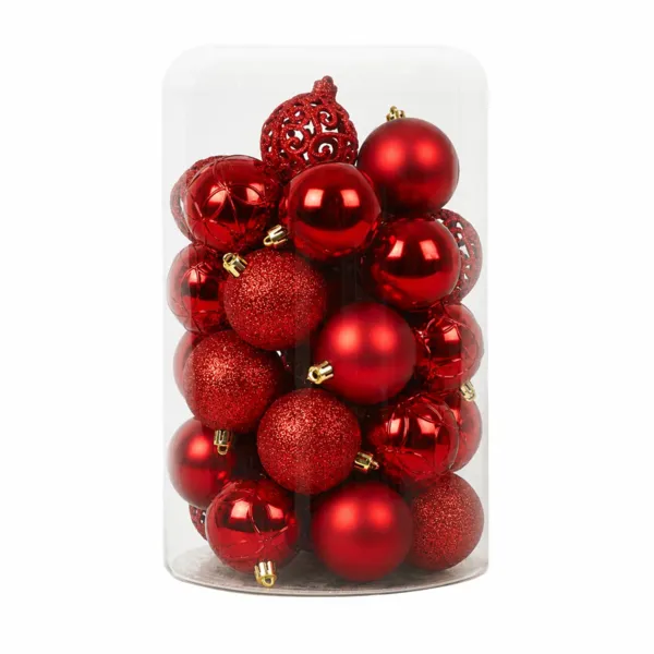 Set von 35 Weihnachtskugeln (D60 mm) Aravis Mix Rot