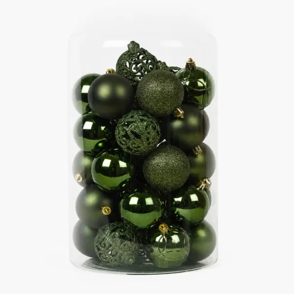 Set von 35 Weihnachtskugeln (D60 mm) Aravis Mix Tannengrün