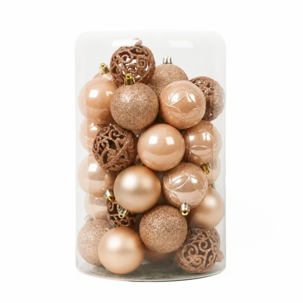 Set von 35 Weihnachtskugeln (D60 mm) Aravis Mix Pfirsich