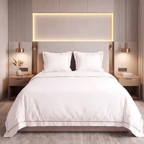 Funda n�rdica y dos fundas de almohada de percal de algod�n (260 x 240 cm) Chambord Blanco