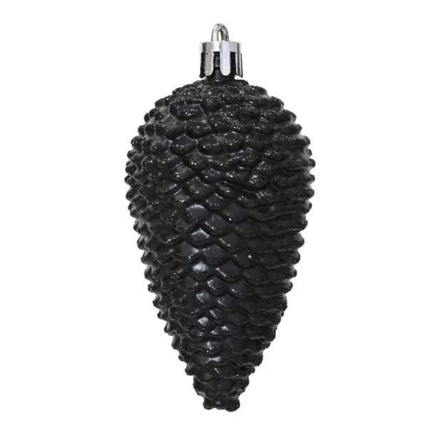 Lot de 6 pommes de pin � suspendre (H8 cm) Aravis Noir paillet�