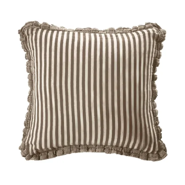Coj�n cuadrado de gasa de algod�n (45 x 45 cm) Ga�a rayas Marr�n