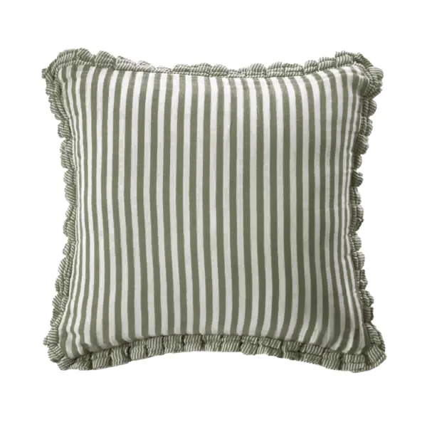 Cuscino quadrato in garza di cotone (45 x 45 cm) Ga�a righe Verde rosmarino 