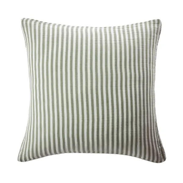 Federa quadrata garza di cotone (80 x 80 cm) Ga�a righe Verde rosmarino