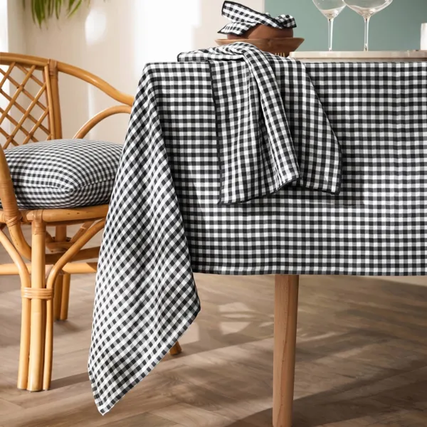 Tovaglia quadrata garza di cotone (180 x 180 cm) Ga�a vichy Nero