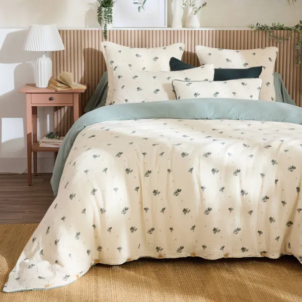 Funda n�rdica de gasa de algod�n (200 x 200 cm) Ga�a astr�e Verde eucalyptus