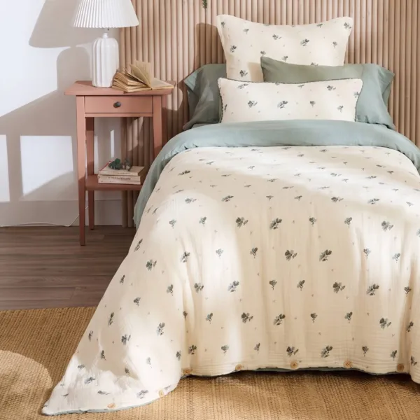 Funda n�rdica de gasa de algod�n (140 x 200 cm) Ga�a astr�e Verde eucalyptus