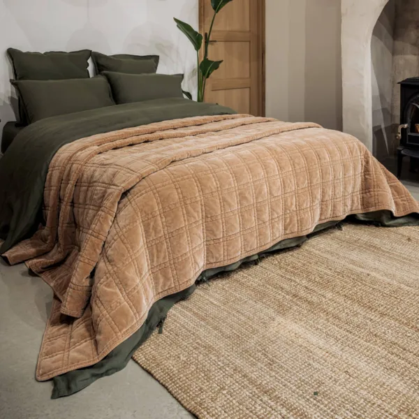 Copri letto in velluto a coste (260 x 240 cm) Livia Camel