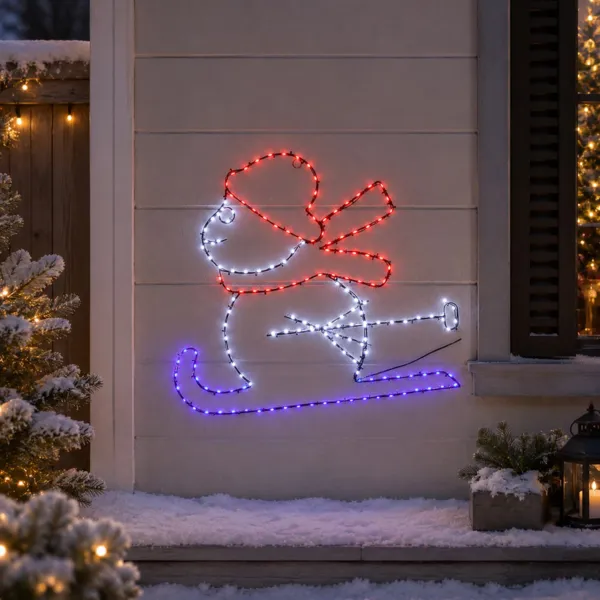 Palla di neve luminosa 172 LED (H45 cm) Ski Flash Multicolore