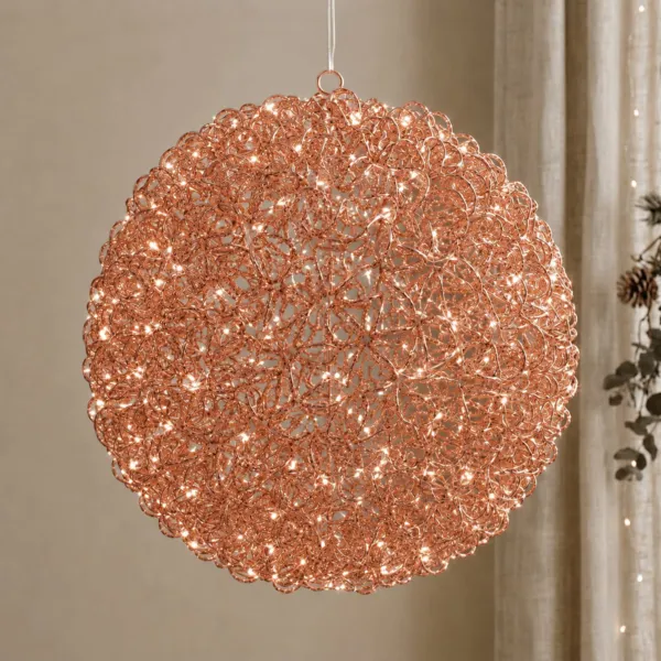 Bola de Navidad luminosa 700 LED (D55 cm) Nochevieja Flash Oro rosa y blanco c�lido