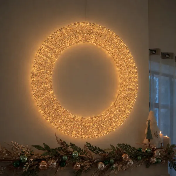 Julekrans med 800 LED-lys (D88 cm) Festlig Flash Guld og varm hvid