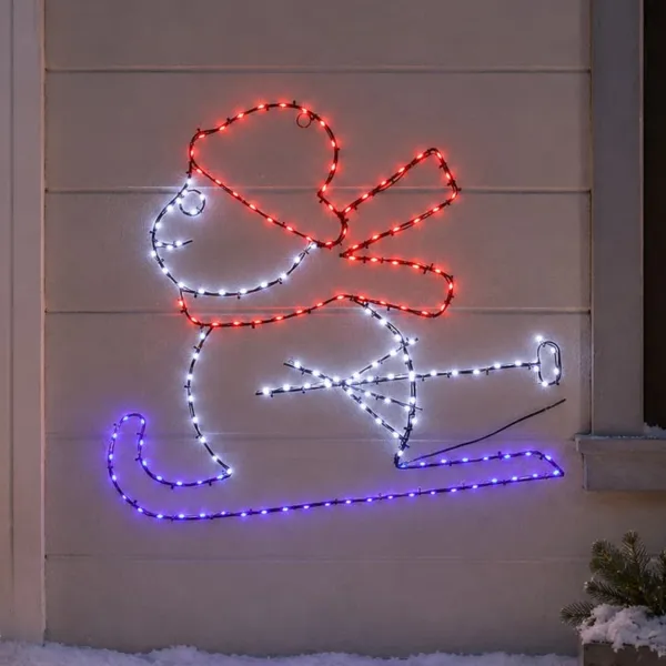 Mu�eco de nieve luminoso 172 LED (Alto 45 cm) Ski Flash Multicolor