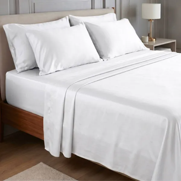 Lenzuolo sopra in satin di bamb� (240 x 300 cm) Sienna Bianco Chantilly