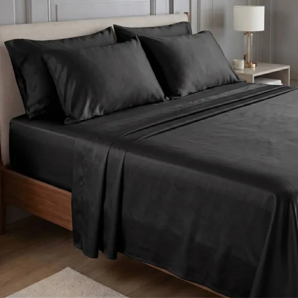 Lenzuolo sopra in satin di bamb� (270 x 300 cm) Sienna Nero