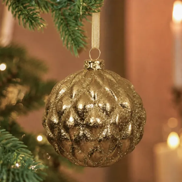 Pallina di natale (D80 mm) Classy glitterata Oro
