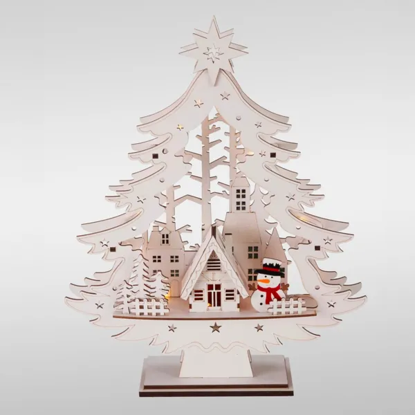 Albero di Natale in legno luminoso (H39 cm) Natale gioioso Naturale
