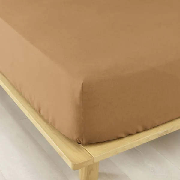 Drap housse flanelle de coton (140 x 190 cm) Nina Caramel