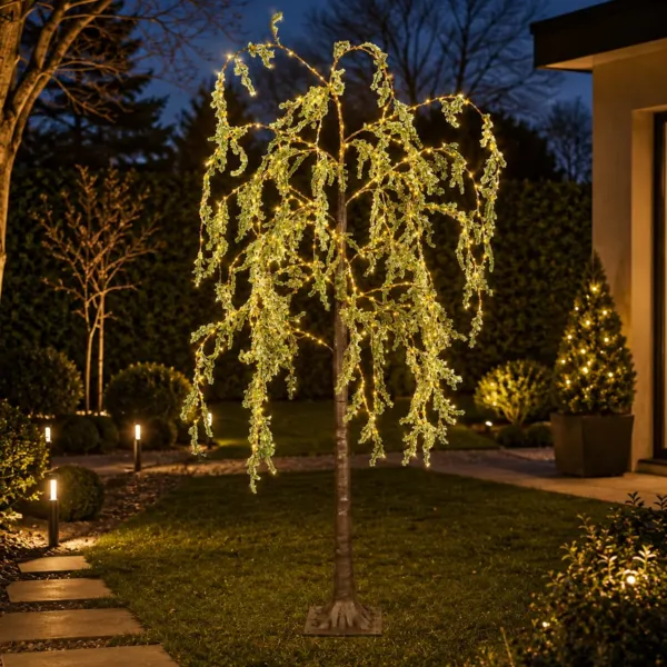 Albero luminoso 480 LED (H180 cm) Salice piangente effetto screpolato Flash Bianco caldo