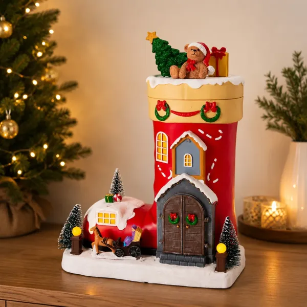Verlichte, bewegende en muzikale kerstmanlaars (H34 cm) Multicolor