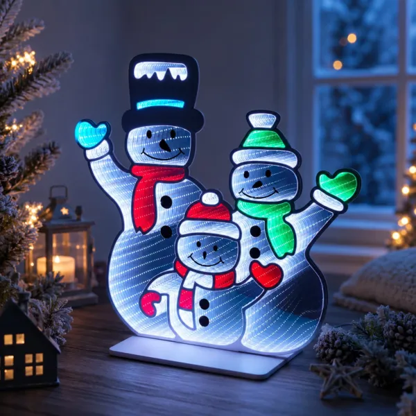 Famiglia di Pupazzi di Neve 480 LED (H63 cm) Infinity Multicolore