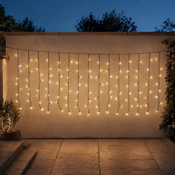 Rideau lumineux connectable H1m L2m 112 LED c�ble noir Pro-lights Flash Blanc chaud et froid