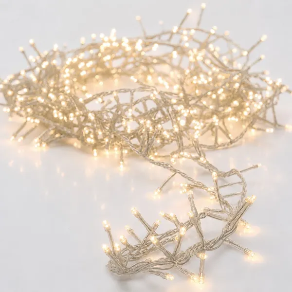 Catena luminosa 34 m 1500 LED cavo trasparente Lusso Bianco caldo champagne