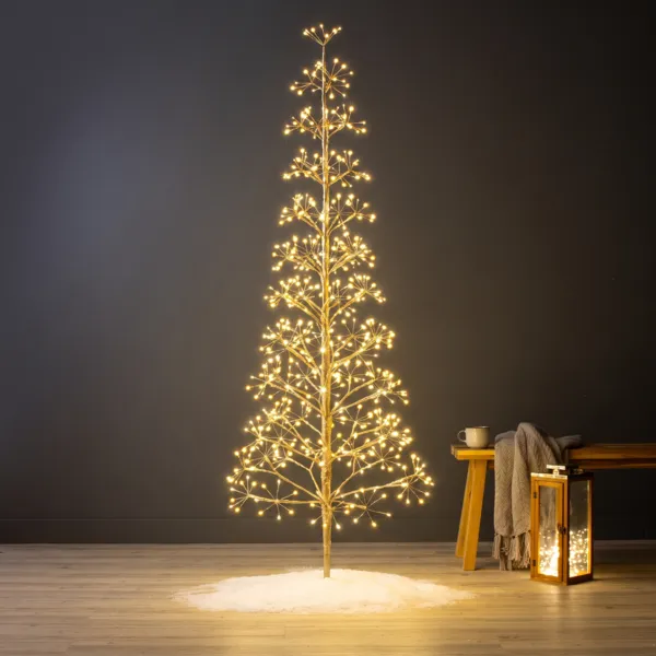 Albero luminoso 624 LED (H150 cm) Abete Polare Oro e bianco caldo dorato