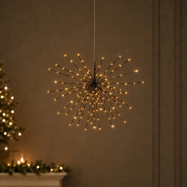 Sospensione luminosa 160 LED (D70 cm) Stella polare Flash Nero e bianco caldo