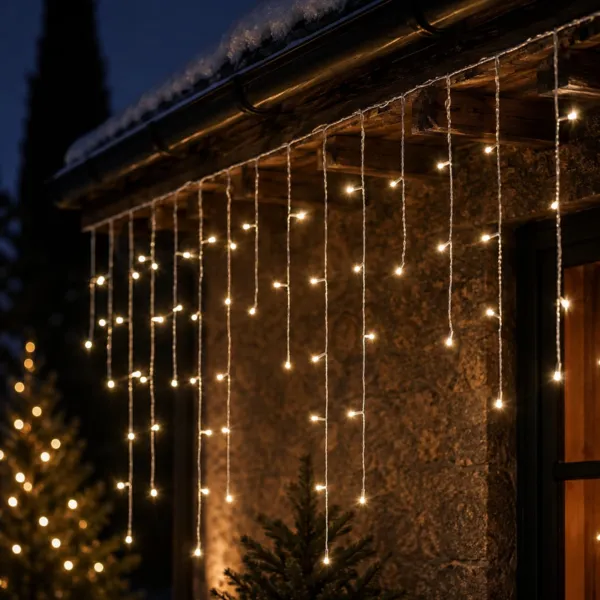 Batteriebetriebene Eisregen-Lichterkette Durawise L7 m Warmwei� 192 LEDs