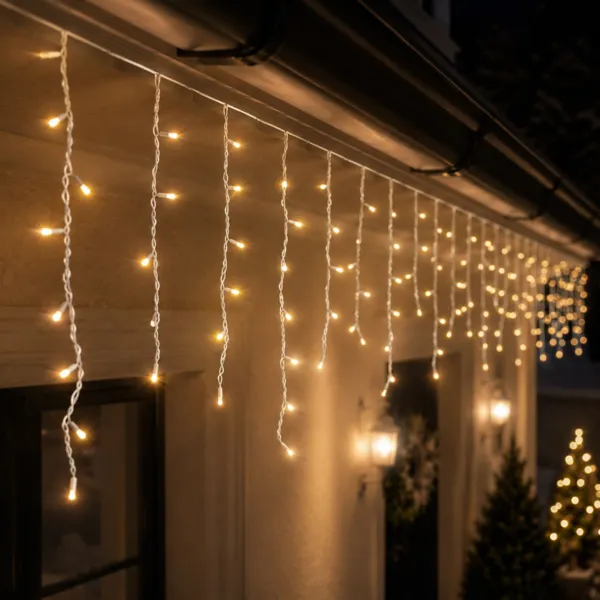 Stalattite luminosa collegabile 3,60 m 96 LED cavo bianco Pro-lights Bianco caldo