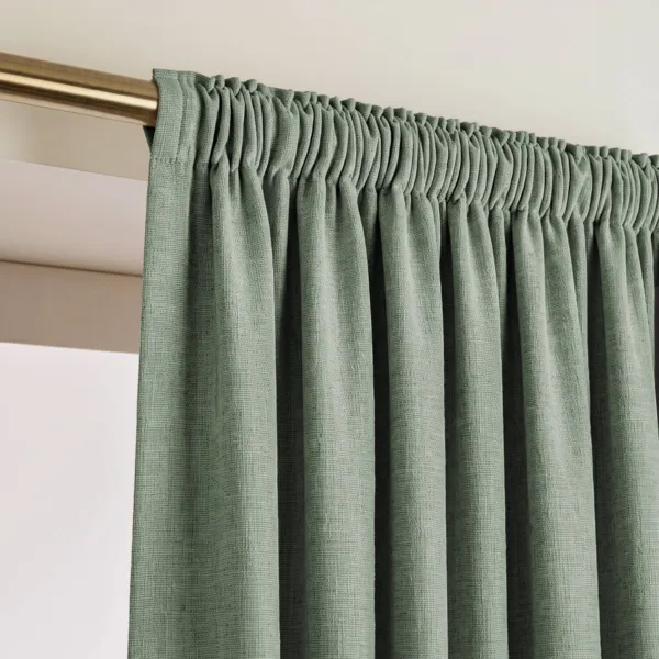 Cortina opaca Total Blackout con cinta fruncidora (140 x 240 cm) Ombra Verde eucalyptus