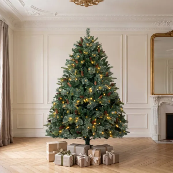 K�nstlicher beleuchteter Weihnachtsbaum H210 cm Washington Luxe Tannengr�n
