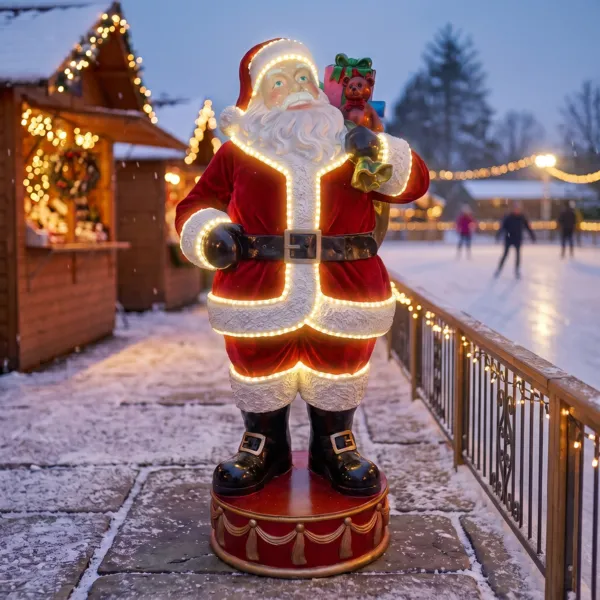 Pap� Noel tradicional gigante luminoso 16 LED (Alto 172 cm) Alphonse y campana brillante
