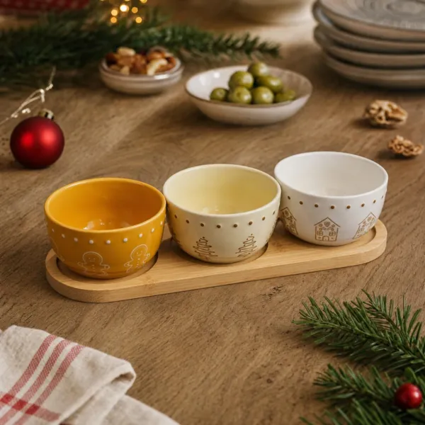 Set da tapas 3 ciotole (30 x 10 cm) Countryside Naturale