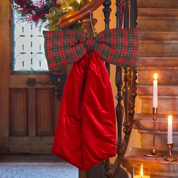 Noeud de No�l G�ant (H80 cm) Velours chic Tartan