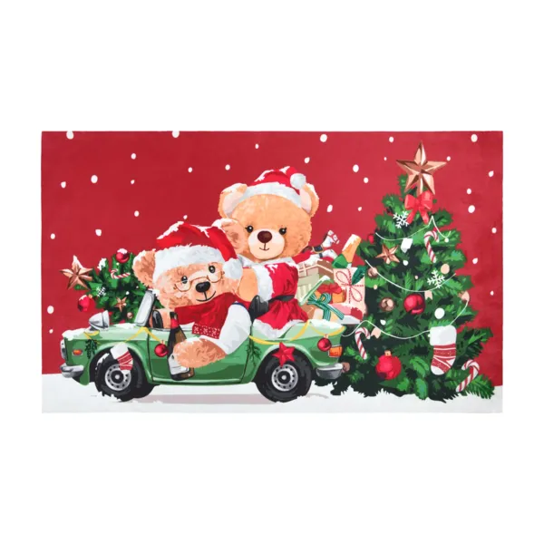 Tappeto antiscivolo di Natale (45 x 75 cm) Orsetto Rosso