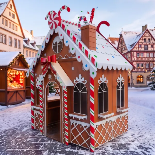 Casa di Natale Gigante in metallo (H301 cm) Pan di zenzero e Canna di zucchero Multicolore