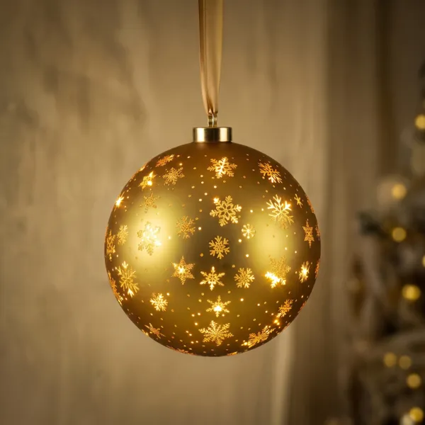 Decorazione luminosa a pile 20 LED (D19 cm) Fiocchi e stelle Oro