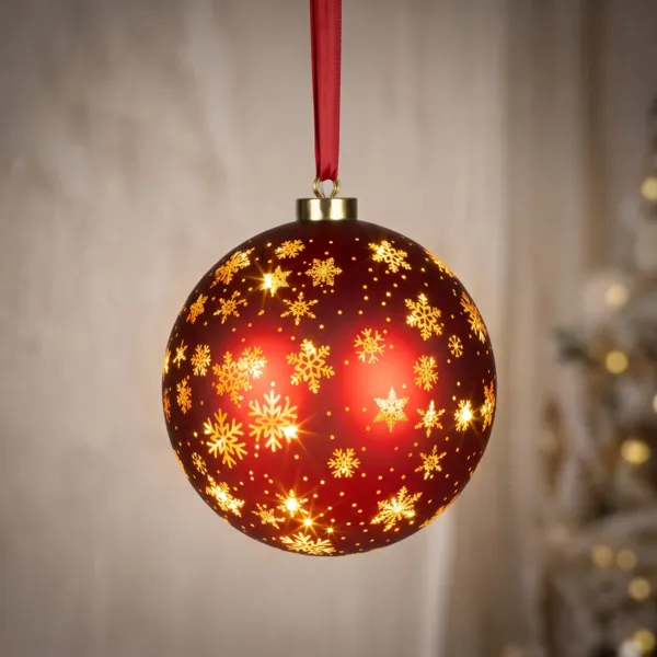 Decorazione luminosa a pile 20 LED (D19 cm) Fiocchi e stelle Rosso