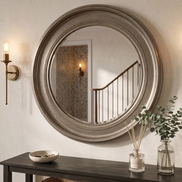 Specchio da parete rotondo (66 cm) Linea Argento
