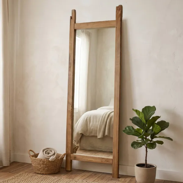 Miroir mural rectangulaire bois recycl� (52 x 174 cm) Okra Naturel