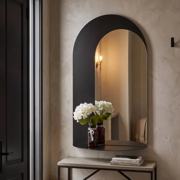 Miroir mural avec �tag�re (45 x 73 cm) Orizon Noir