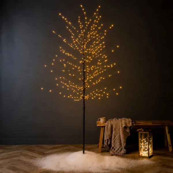 Albero luminoso 360 LED (H180 cm) Cedro Nero e bianco caldo