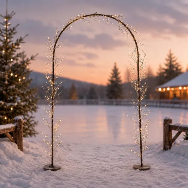 Arco natalizio luminoso esterno 384 LED (H230 cm) Celeste Bianco caldo