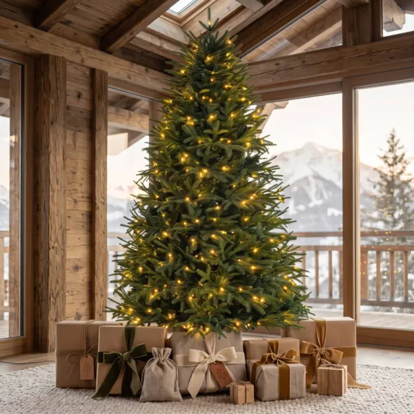 Albero di Natale artificiale luminoso 600 LED (H240 cm) Lucania Verde e bianco caldo