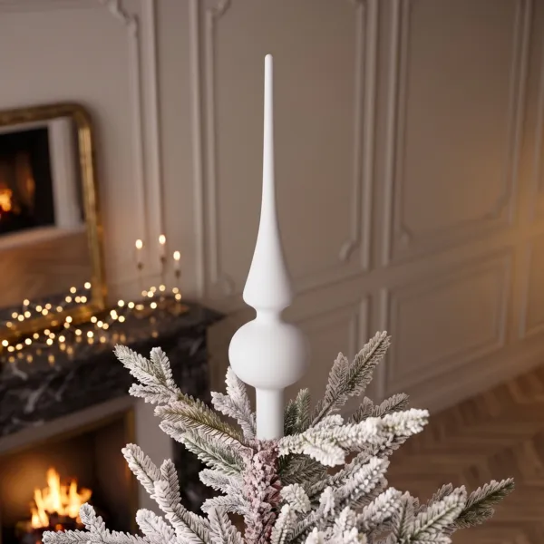 Remate para �rbol de Navidad Boreal en vidrio Marfil lana