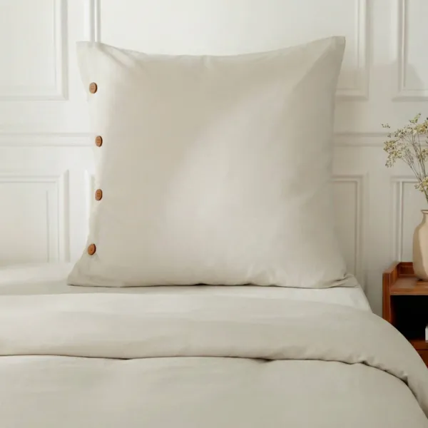 Taie d'oreiller carrée percale de coton 120 fils (65 x 65 cm) Diane Beige