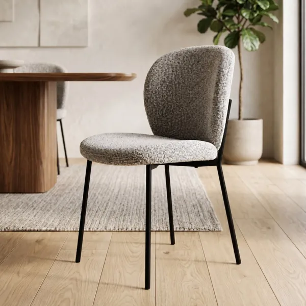 Set di 2 sedie da pranzo in boucl� (seduta 48,5 cm) Isla Grigio chiaro