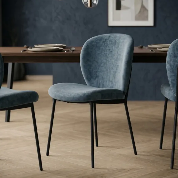 Set van 2 eetkamerstoelen stof (Zithoogte 48,5 cm) Isla Donkerblauw
