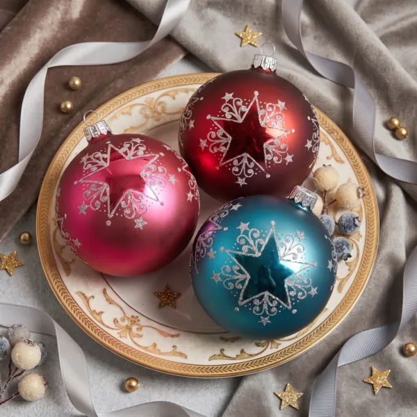 Set di 6 palline di Natale in vetro (D80 mm) Festa stellata Multicolore